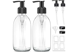 8 Oz Glass Bottle With Black Pump For Soap, Lotion, Essential Oils And More