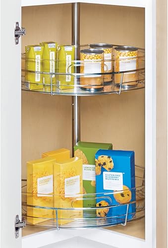 Miniatura 6 de iDesign Tocadiscos Lazy Susan de plástico reciclado, 16.5 pulgadas, cuña de 14, almacenamiento de despensa, transparente, paquete de 2