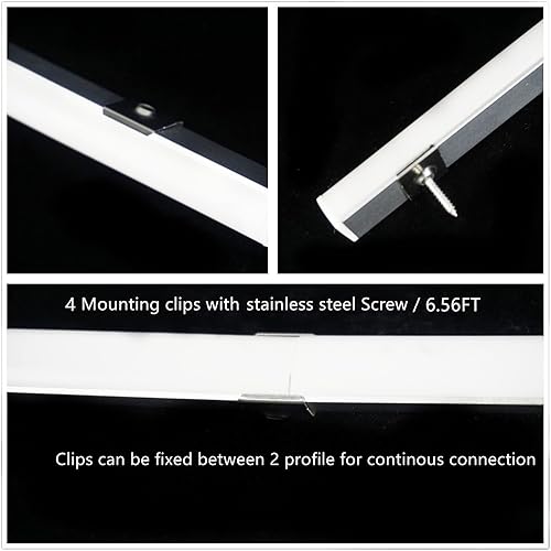 Miniatura 9 de Difusor de canal de tira LED en forma de V de 6.56 pies, paquete de 20 perfiles de aluminio con cubierta esmerilada y conector de esquina, pista de