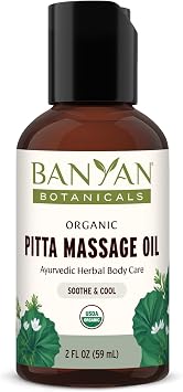 Banyan Botanicals Pitta Massage Oil Organic Massage Oil Infused with Ayurvedic Herbs with Gotu Kola and Guduchi Tinospora cordifolia 2 oz. Non-GMO Sustainably Sourced Abhyanga Massage Oil