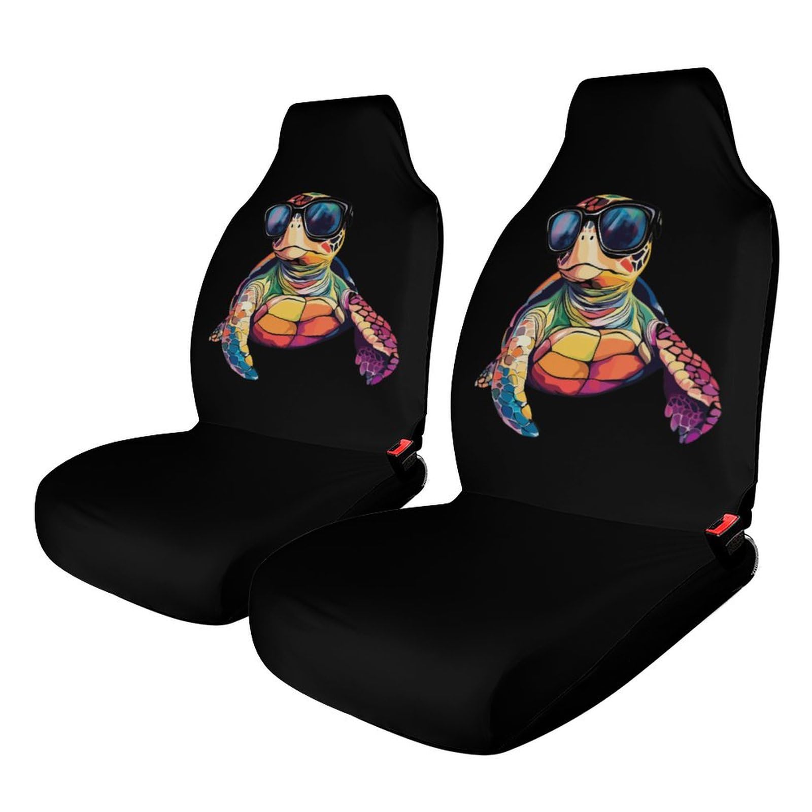 Colorful Turtles Car Seat Covers Universal Car Front Seats Protector Auto Interior Accessories 2PCS