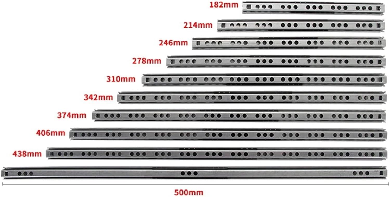 Drawer Slides 1 Pair Mini 17mm Wide Drawer Slide Ball Guide Two-Section Runner Steel Rails(500mm 20in)