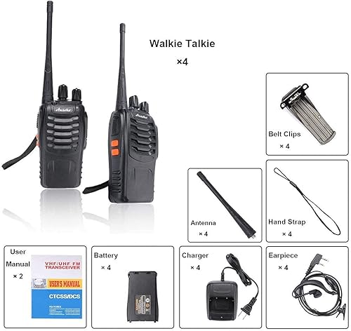 Miniatura 6 de Walkie Talkies - Radios recargables de dos vías de 16 canales UHF de 2 vías para adultos (paquete de 4)