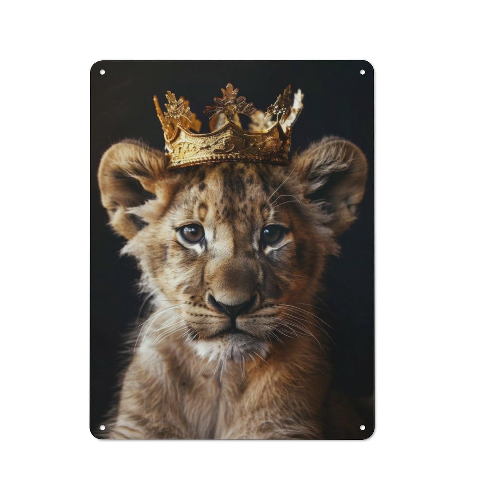 Junmoney Little Lion Rustic Metal Plaque 40X30cm For Lounge Or Reading Corner, For Home Office, Studio And Craft Room Walls