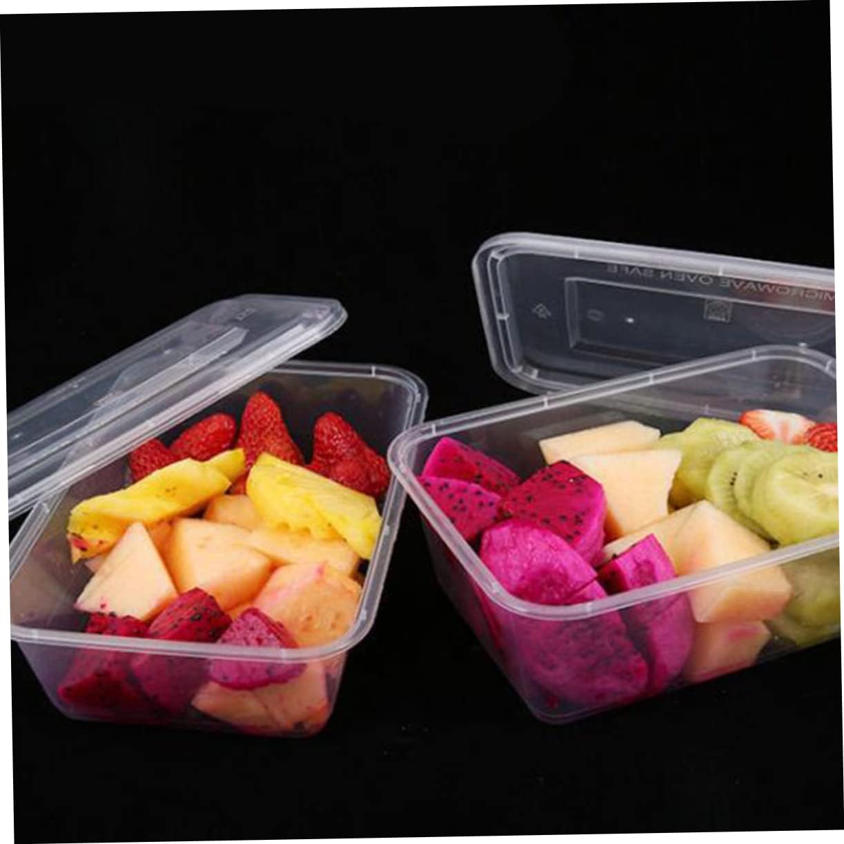 Cabilock 50pcs Disposable Packing Boxes Transparent Take Out Containers with Lid Temperature Resistant for Fruit Salad Fries for Food Trucks Lunch Packing