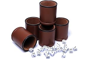 Felt Lining PU Leather 5 Dice Cups & 30 Dot Dices Party Games Set