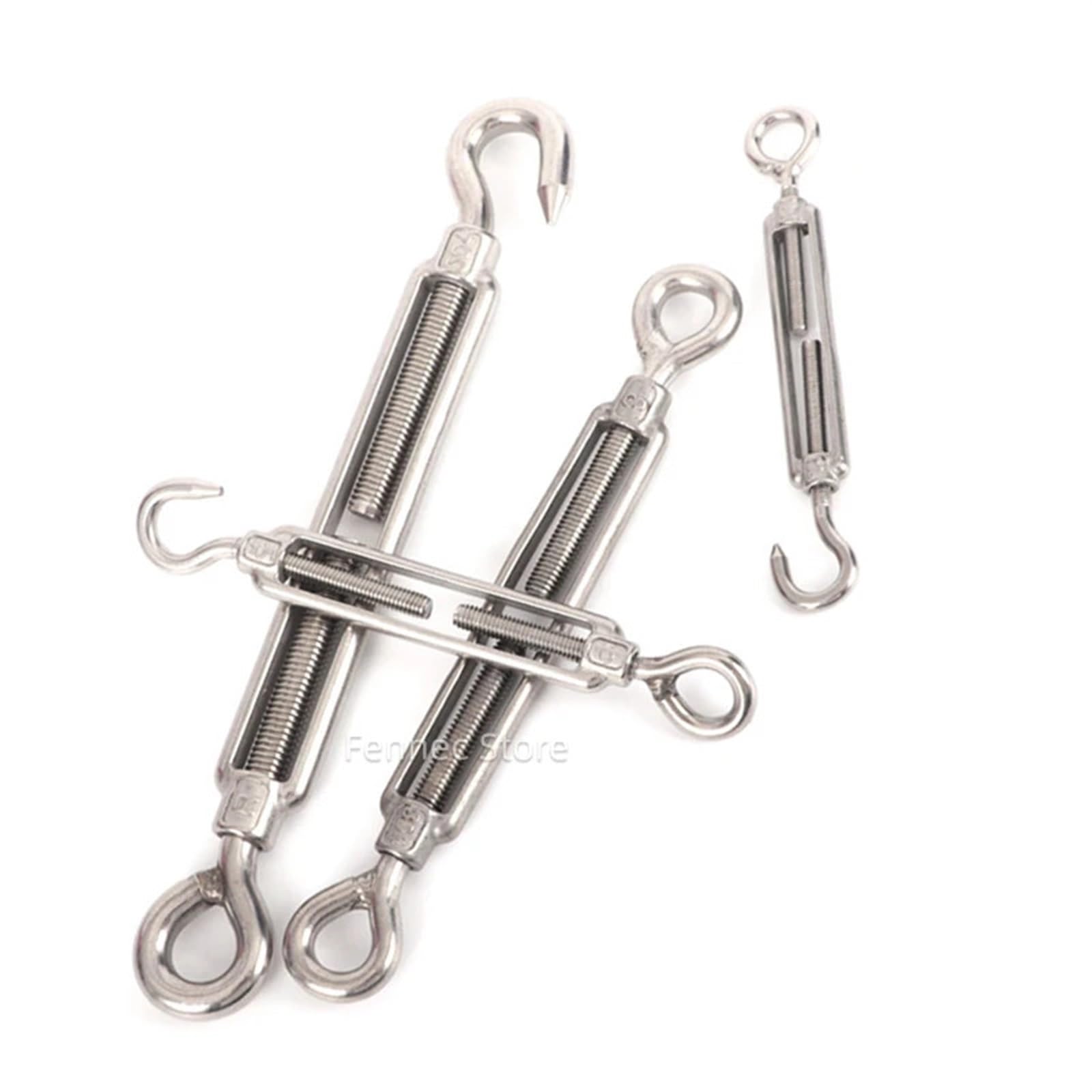 Spannschloss, Drahtspanner, Packung mit 5 Hakenösen-Spannschloss-Gartendrahtspannern aus 304-Edelstahl in verschiedenen Größen(CC Type-5PCS,M10)