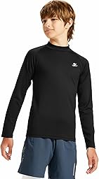 DEVOROPA Youth Boys Compression Thermal Shirt Long Sleeve Kids Fleece Baselayer Soccer Baseball Undershirt Slim/Regular/Husky