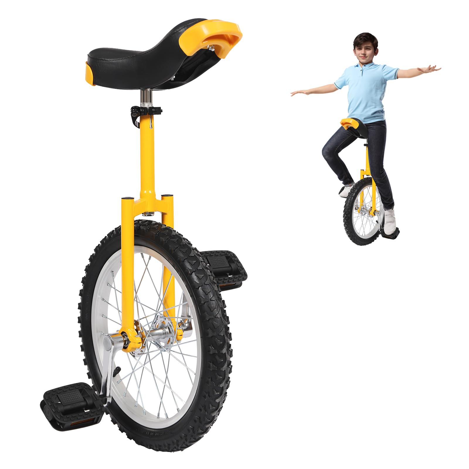 Monocycle 16 pouces Unisexe Béquille Unicycle Vélo avec poignées, Draisienne pour entraînement d'équilibre Hauteur réglable 71-81 cm