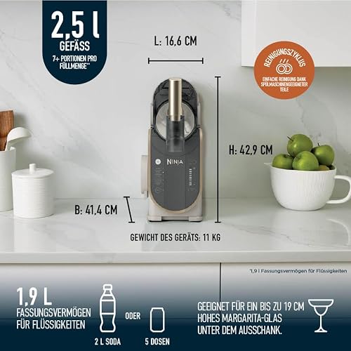 Ninja SLUSHi Frozen Drinks Maker, Make Slush, Frozen Cocktails, Frappé, Milkshakes & Frozen Juice, No Ice or Preparation Needed, WhisperChill Technology, Large Capacity, Stone Gold FS301EUSTGD - 8