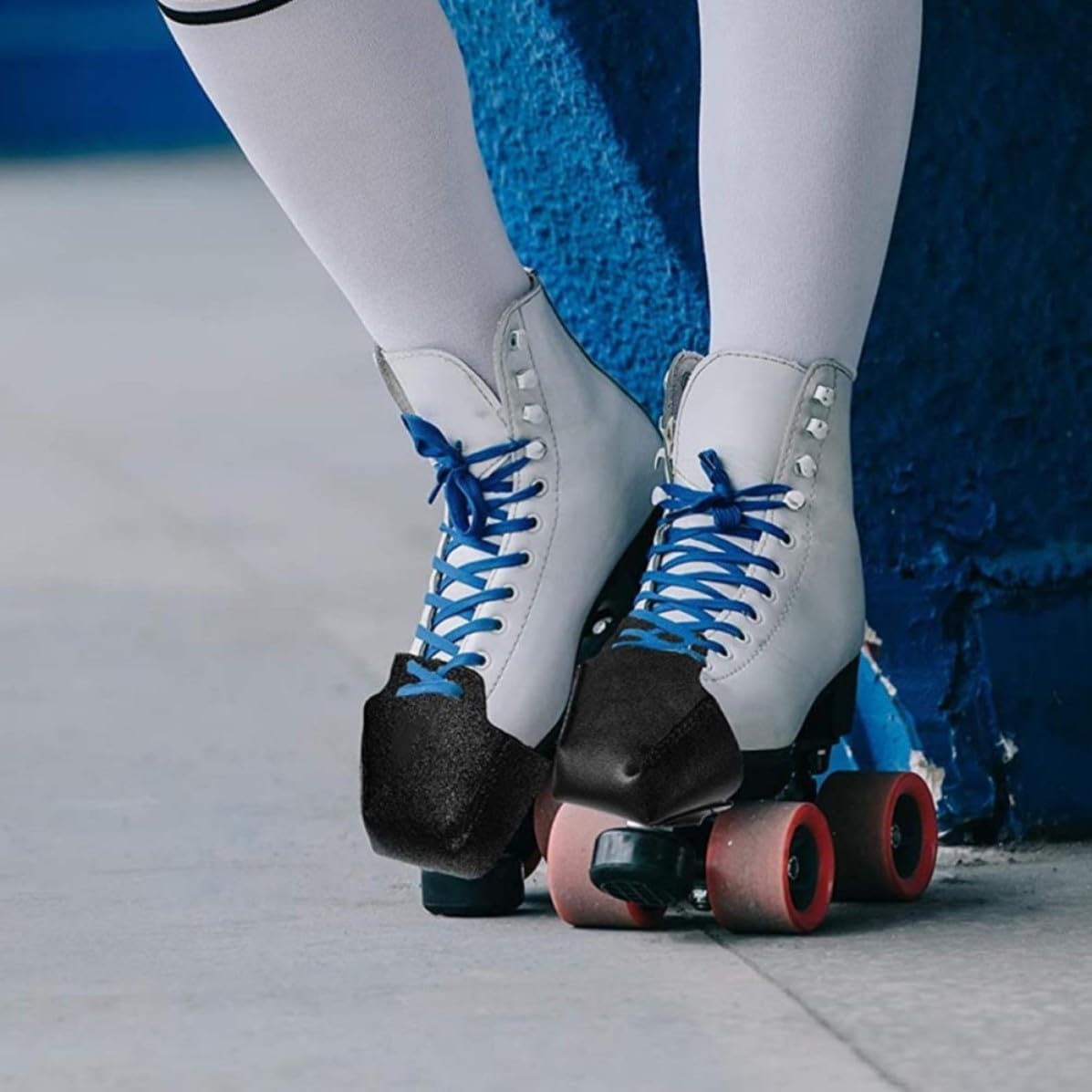 TIDTALEO Skate Toe Cover Leather Black Pair with Four Holes | Toe Cap Design, Protects the Skate , Fixed in Place for Skating Shoes and Roller Skate Use