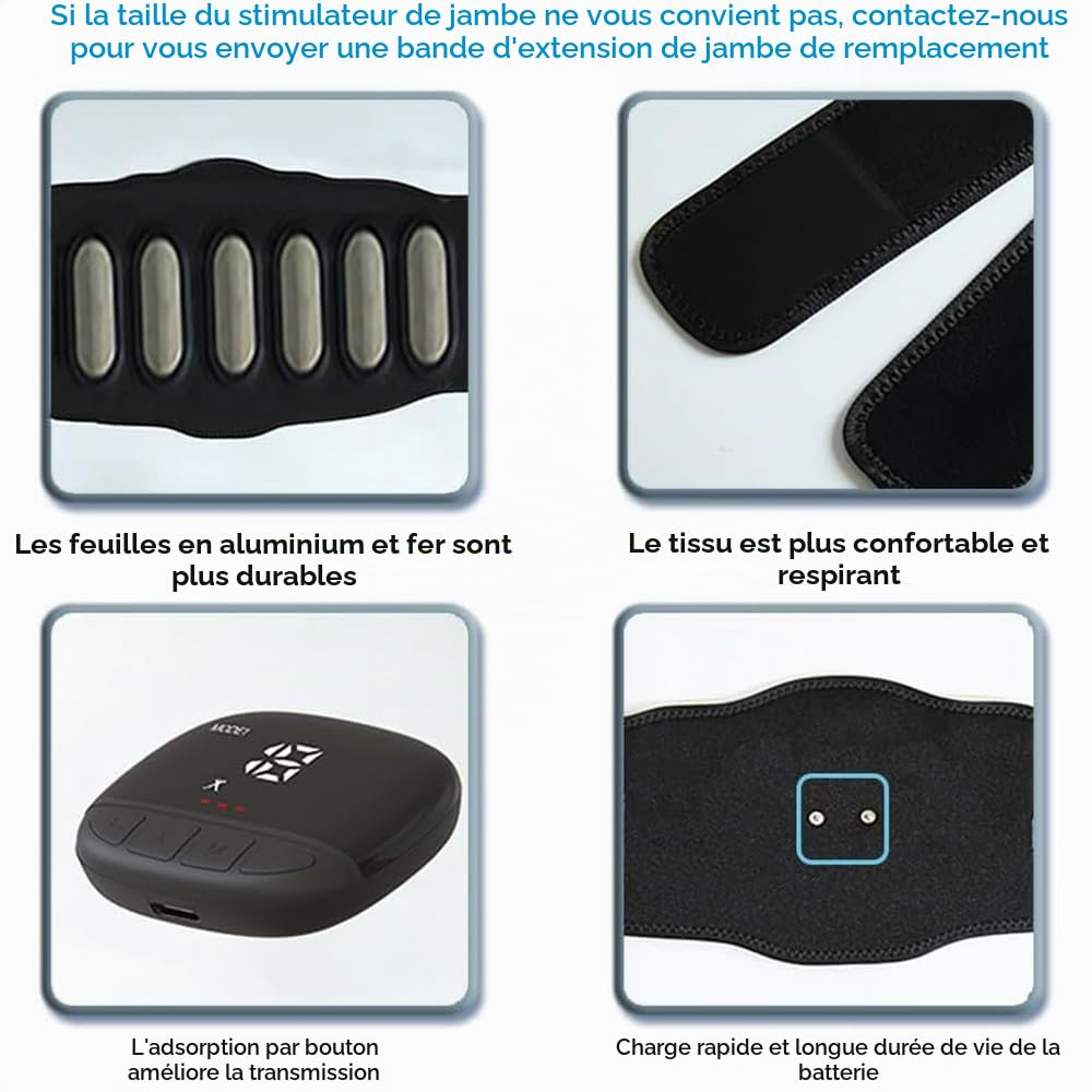 Ceinture de Stimulation électrique Abdominale EMS, stimulateur de Muscle espaceur en Aluminium, entraîneur de Muscle Abdominal/Bras/Jambe Moniteur de dépense calorique USB stimulateur