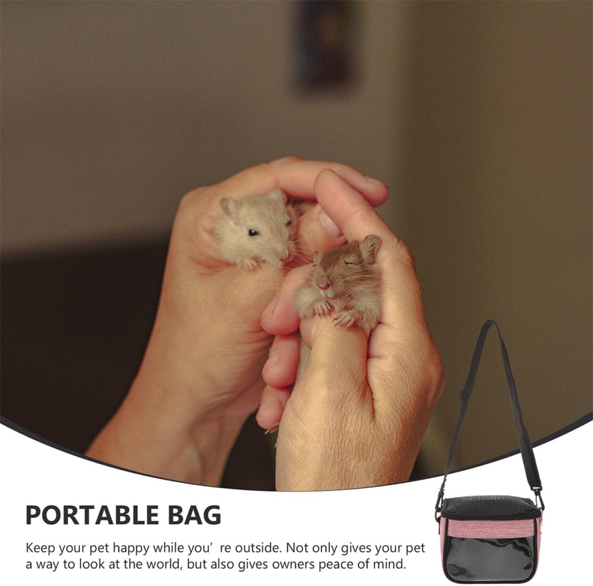 Yardwe Multi-Function Guinea Pig Carrier and Compact Hamster Travel Bag with Oxford Cloth, XL Pink-Brown Portable Small Animal Carrier for Squirrels, Chinchillas, Hedgehogs, and Sugar