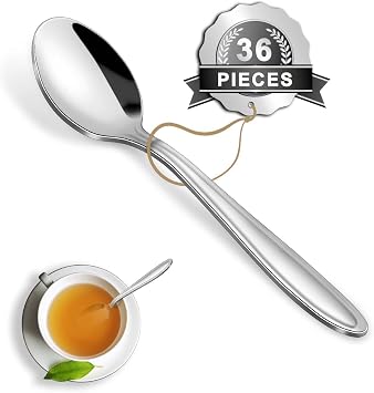 Teaspoons, Pleafind Teaspoons Set of 36, 36 Pieces Stainless Steel Tea Spoons, Tea Spoon Set for Home/Kitchen/Restaurant, 5.12 Inch Small Tea Spoons for Coffee & Dessert, Dishwasher Safe
