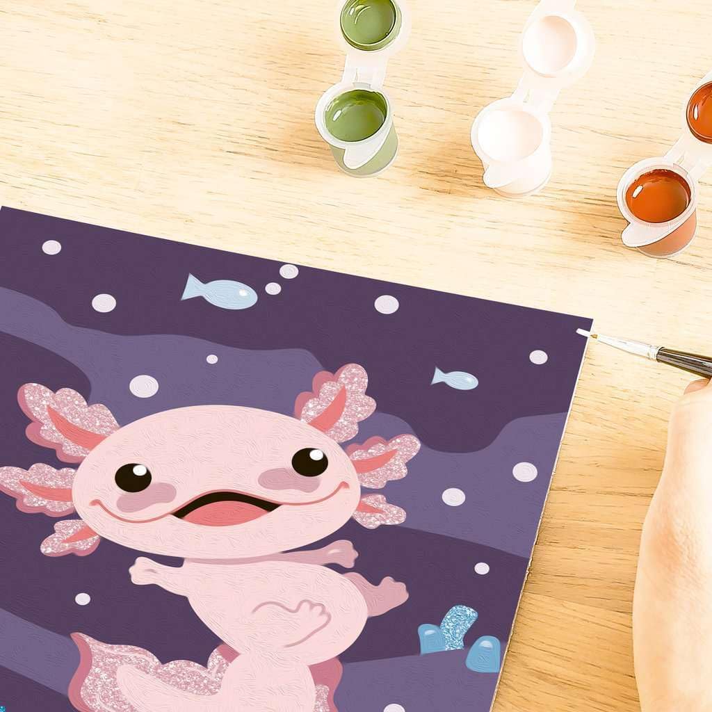 Ravensburger CreArt, Malen nach Zahlen Kinder - Axolotl: Mit Glitzer Zum Verzieren!