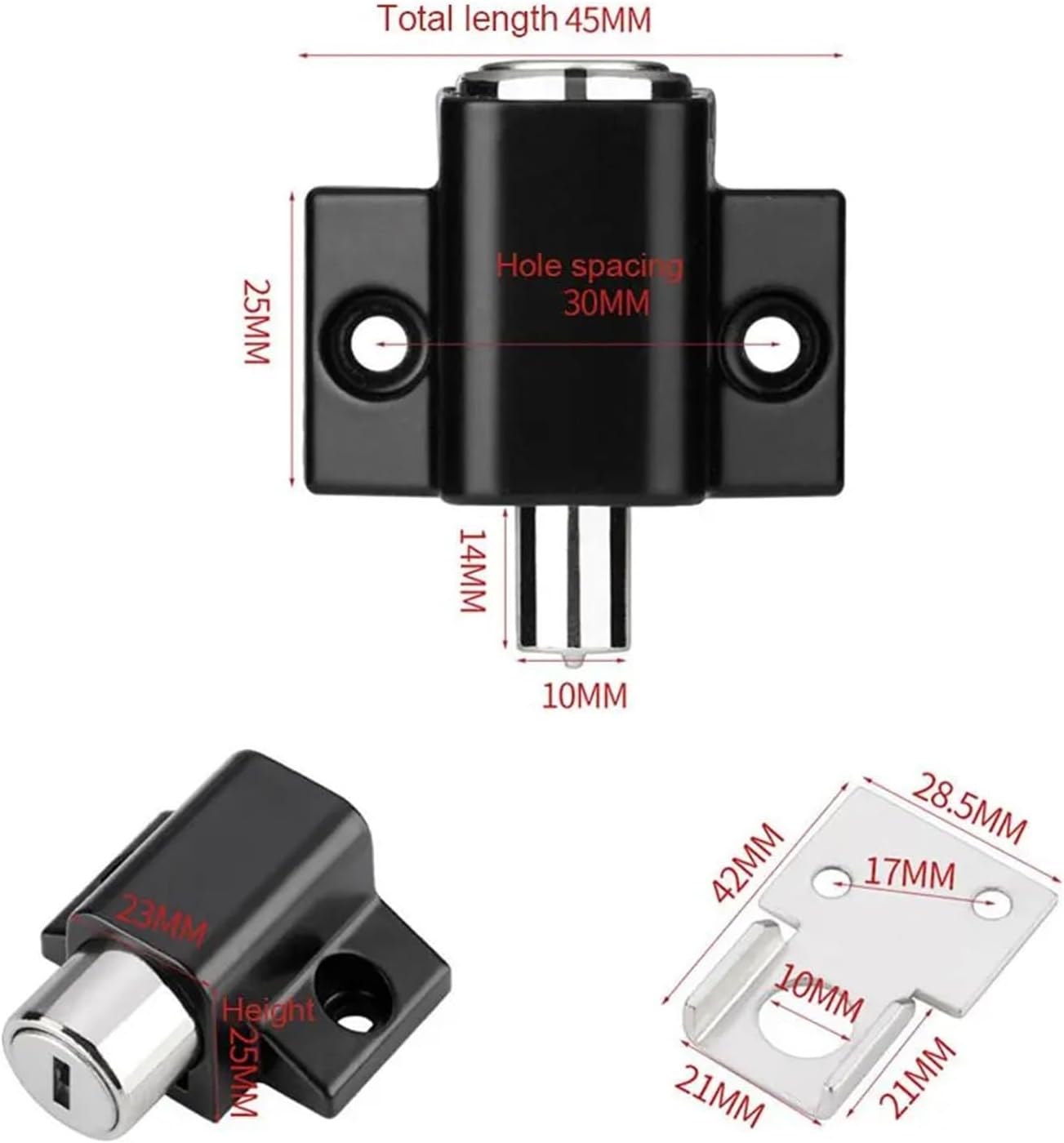 Screen Window Fixed Lock Buckle Aluminum Alloy Push-Pull Window Limiter Theft Thicken Lock Home Window Hardware 1Pcs(Black)