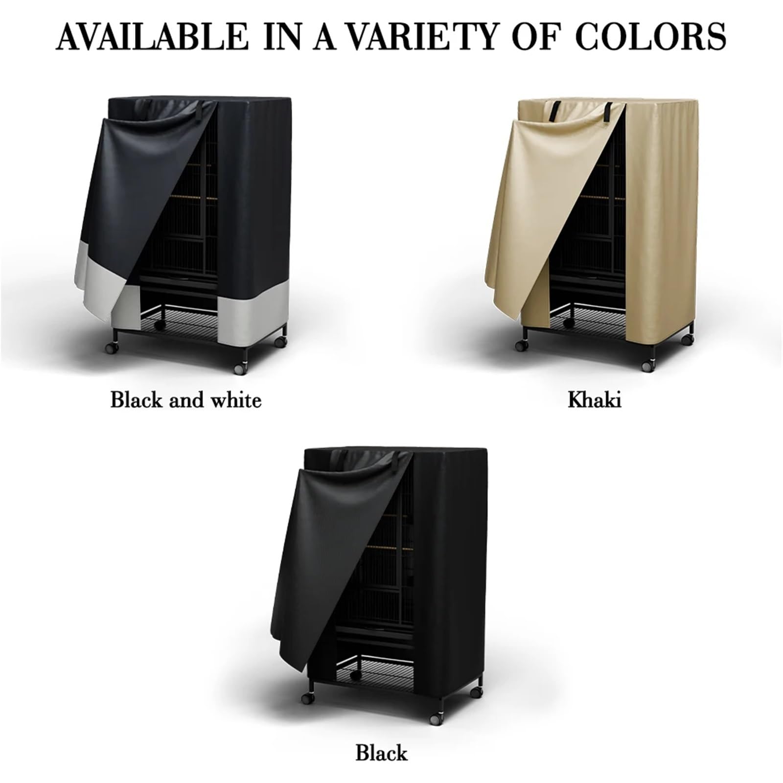 Fundas para jaula de pájaros para interiores y exteriores, para animales pequeños, privacidad y comodidad con panel superior extraíble, duradero, transpirable, impermeable (negro, 84 x 58 x