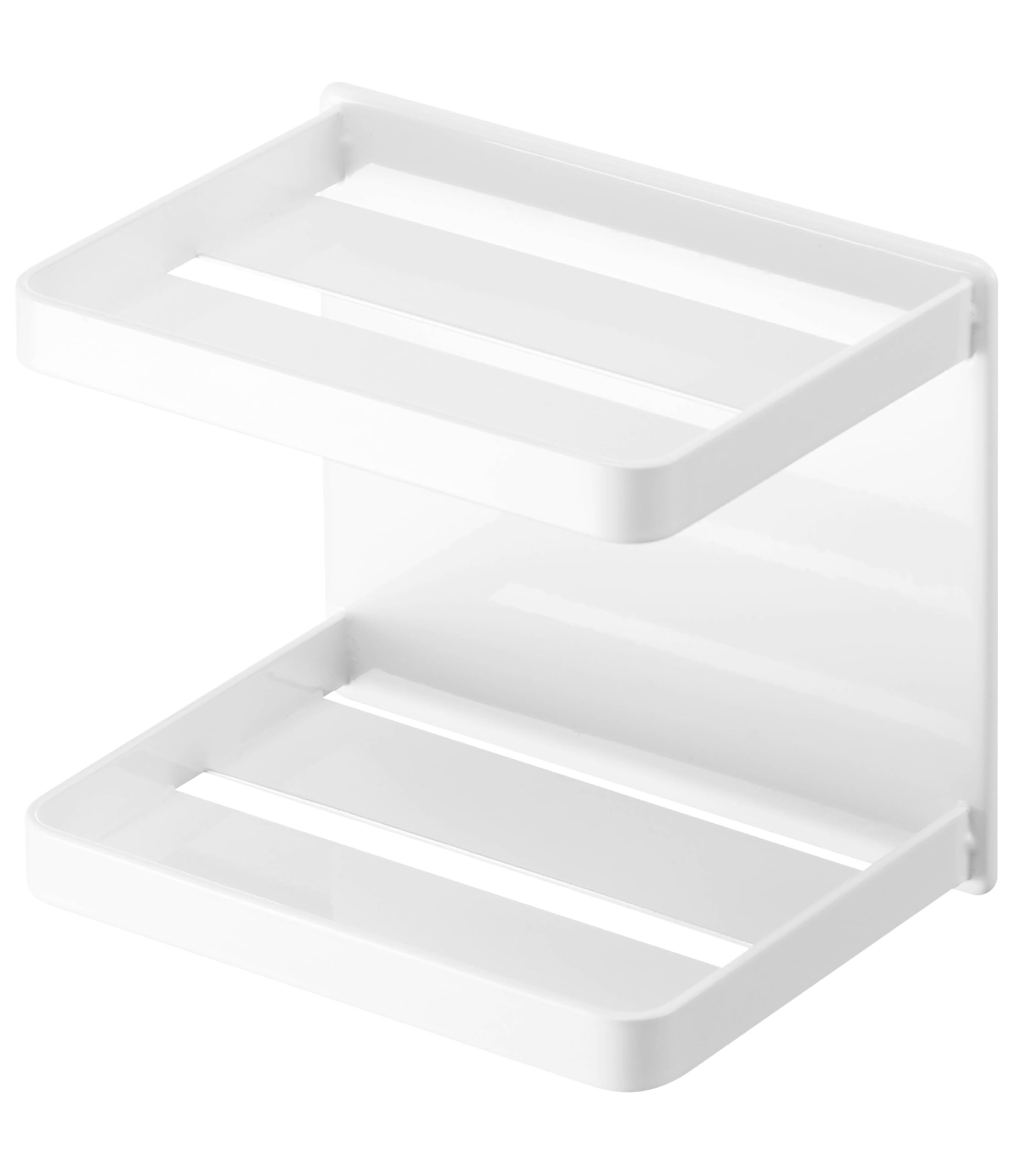 Yamazaki 4238 Magnetic Bathroom Soap Tray, 2 Tiers, White, Approx. W 4.7 x D 3.3 x H 3.9 inches (12 x 8.5 x 10 cm), Mist Bathroom Rack, Bathroom Storage, Soap Holder, Hook Included - 1