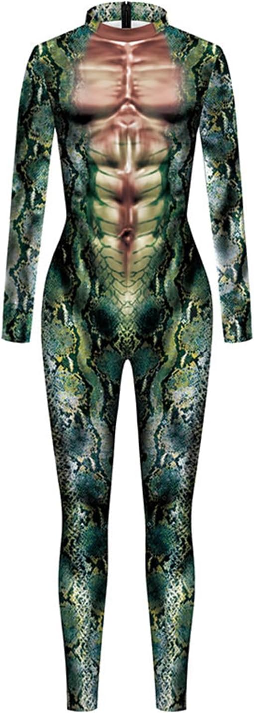 Men's Animal Print Halloween Costume Bodysuit Jumpsuit for Cosplay Party