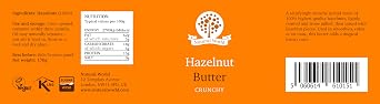 Nutural World - Crunchy Hazelnut Nut Butter (170g) - 100% Pure/Single Ingredient - Great Taste Award Winner