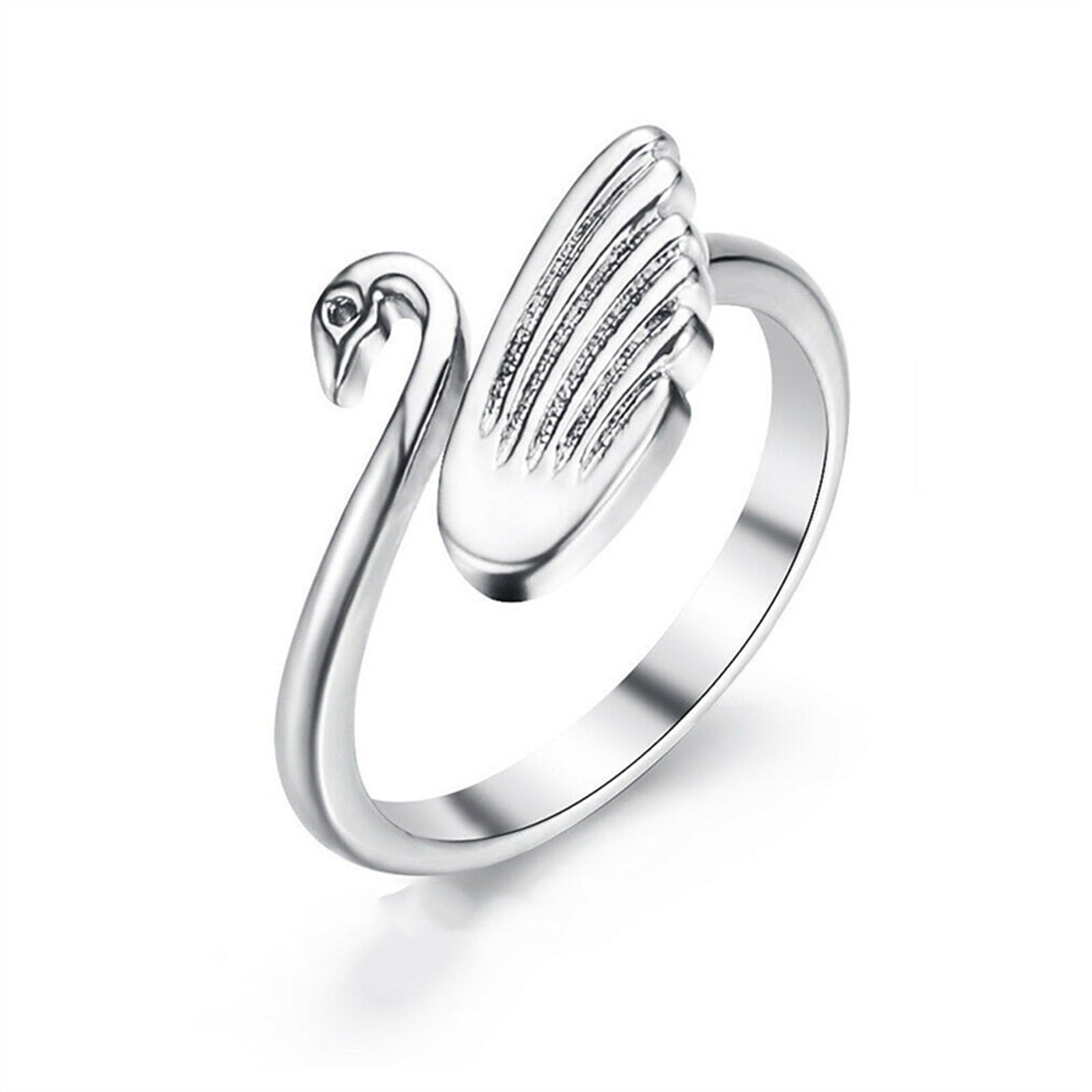 YLWX Crochet Ring For Finger With Thread, Swan Shape Tension Ring Crochet Thai Silver Index Finger Crochet Rings For Crocheting, Crochet Tension Ring