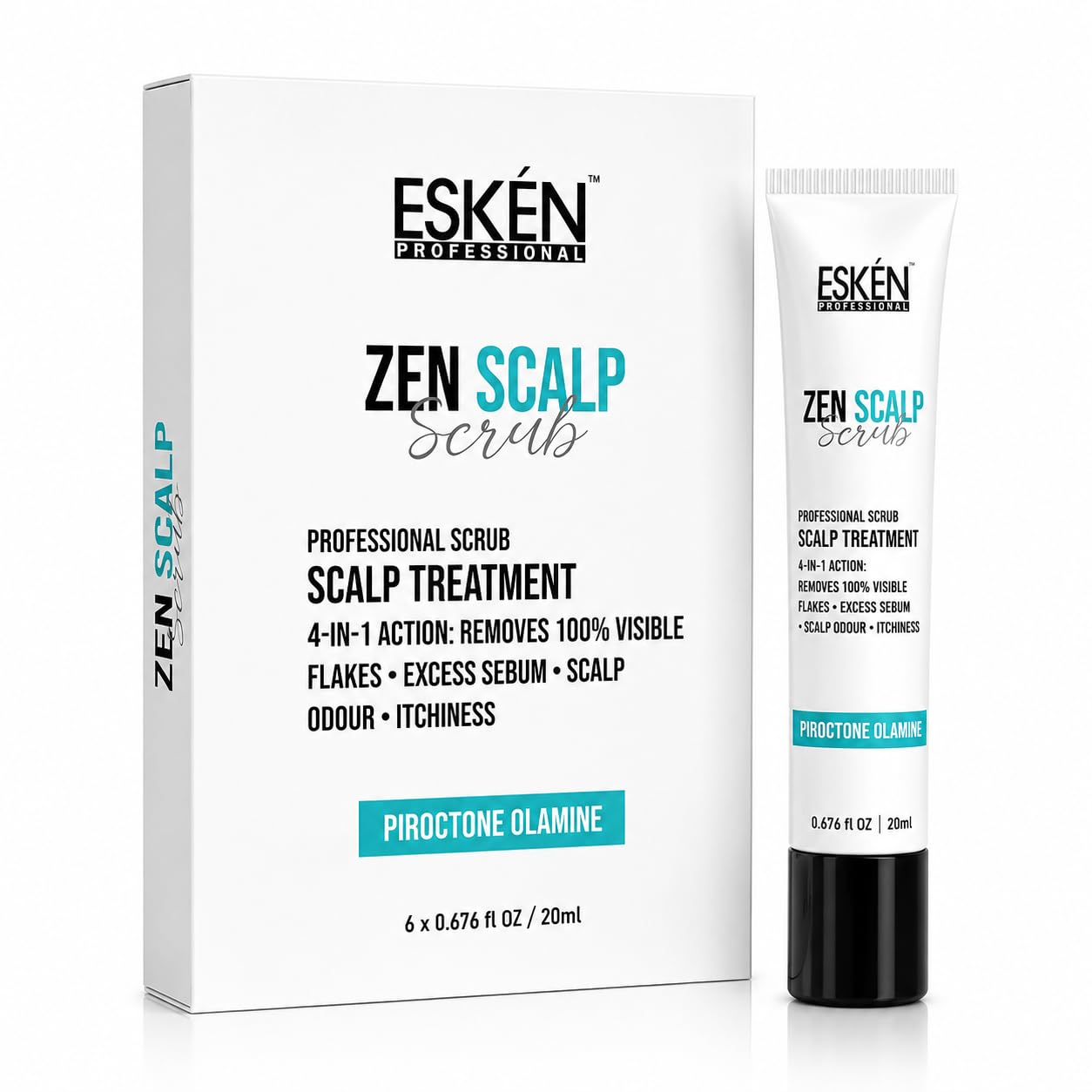 Eskén Professional Zen Scalp Scrub | Piroctone Olamine controls Recurrence of Dandruff-causing microbes | Salicylic Acid and Apricot Seed Powder gently removes Dandruff flakes | Apium Graveolens (Celery Seed Extract) regulates excess oil | For Men & Women | 6*20ml-picture-29