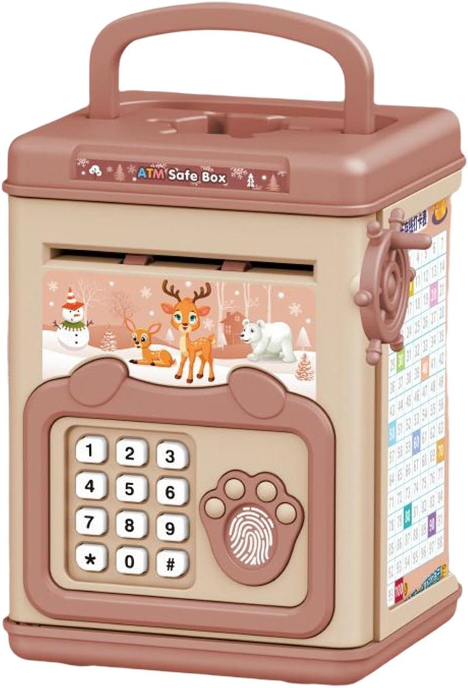 predolo Electronic Piggy Bank Auto Scroll Cash ATM Machine Cash Register for Boys Girls, Brown