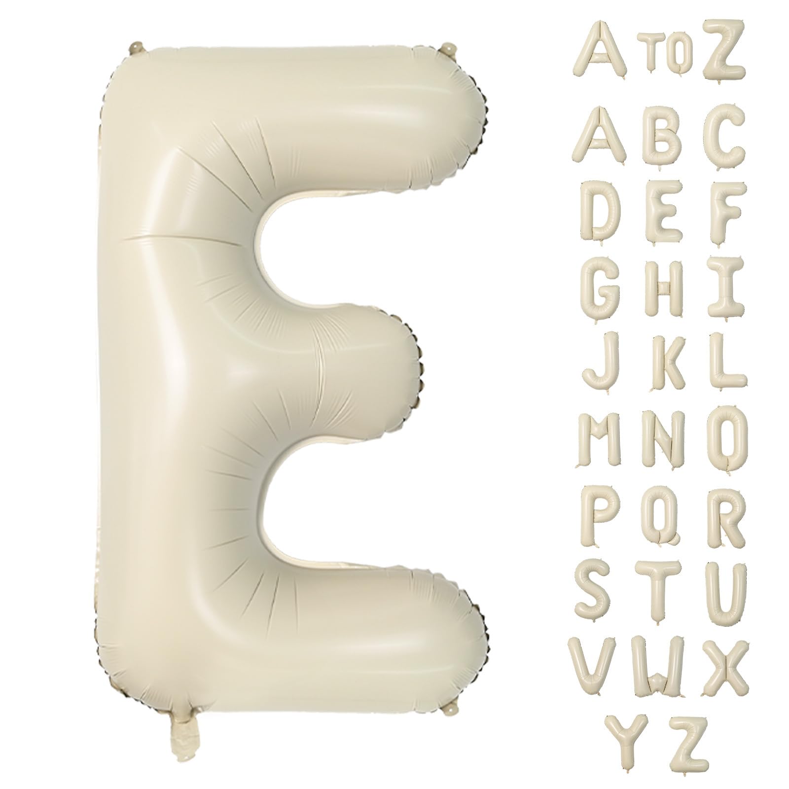 Biapian 40 Inch Letter E Balloons, Giant Cream E Foil Balloon, Big Single Alphabet A-Z Balloons, Beige Large Aluminum E Balloons Helium for Birthday,