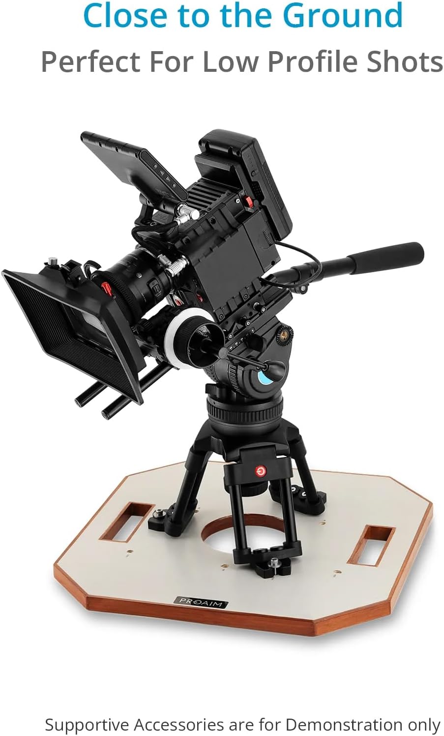PROAIM Heavy-Duty Hi-Hat with Mitchell Mount –Camera Riser/Mini Tripod Stand + Octagon Wood Board 15.5x15.5”. Payload up to 200kg/440lb. for Film Cinema Video Production (HT-MTCL)