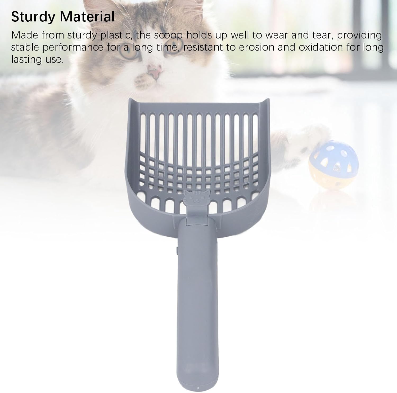 Luocute Electric Cat Litter Scoop Cordless Vibrating Scooper Silent Plastic Scoop for Clumping Crystal Litter with Long Handle Easy Grip (Grey)