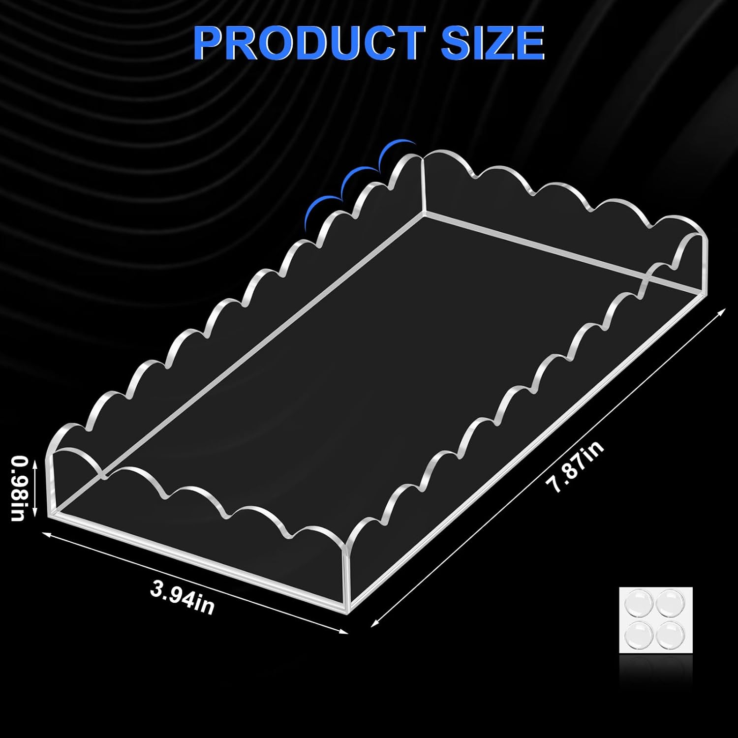 Acrylic Bathroom Vanity Tray 7.9", Soap Dispenser Decorative Scalloped Tray for Bathroom Kitchen Living Room Decor Vanity Perfume - Image 2