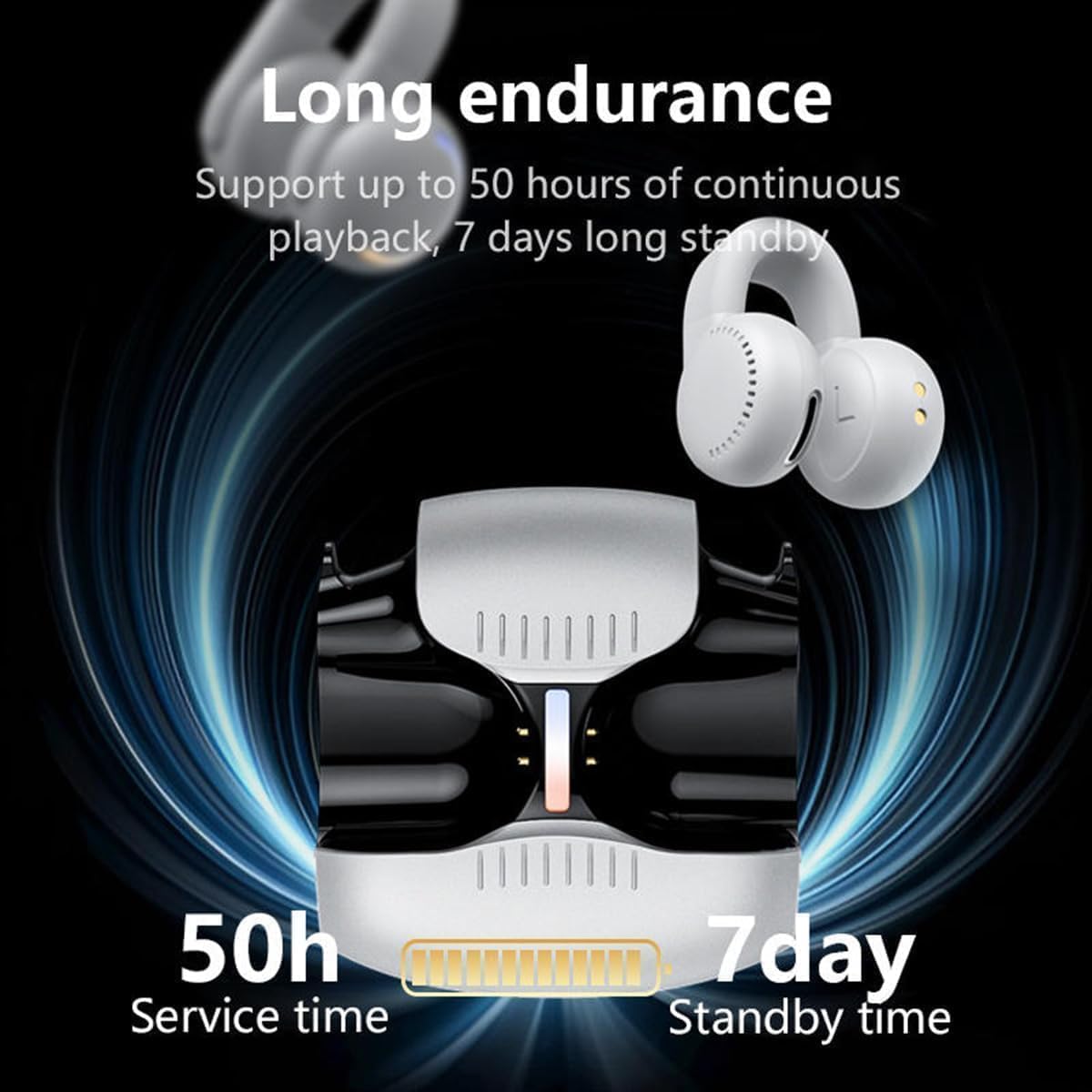 Earbuds Wireless 360° Immersive Surround Sound Bluetooth 5.3 Earphones with Microphone, Futuristic Design, Long Battery Life, Noise Cancellation,Stereo Bass Sports Headphones for Sports White