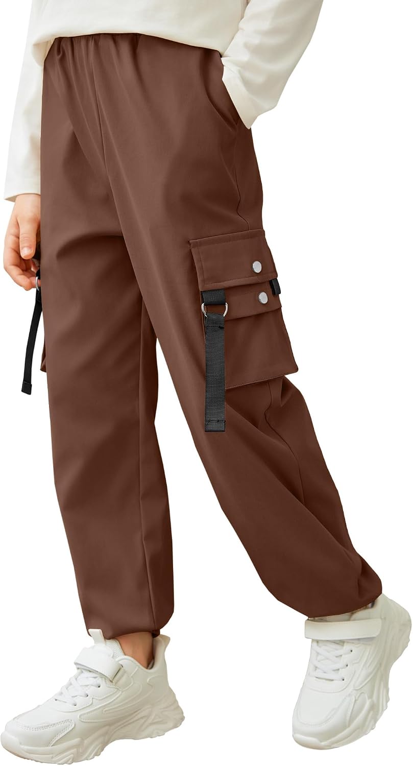 Arshiner Boys Cargo Joggers Pants Kids Elastic Waist Casual Pants Lightweight School Pants with 4 Pockets 5-12 Years