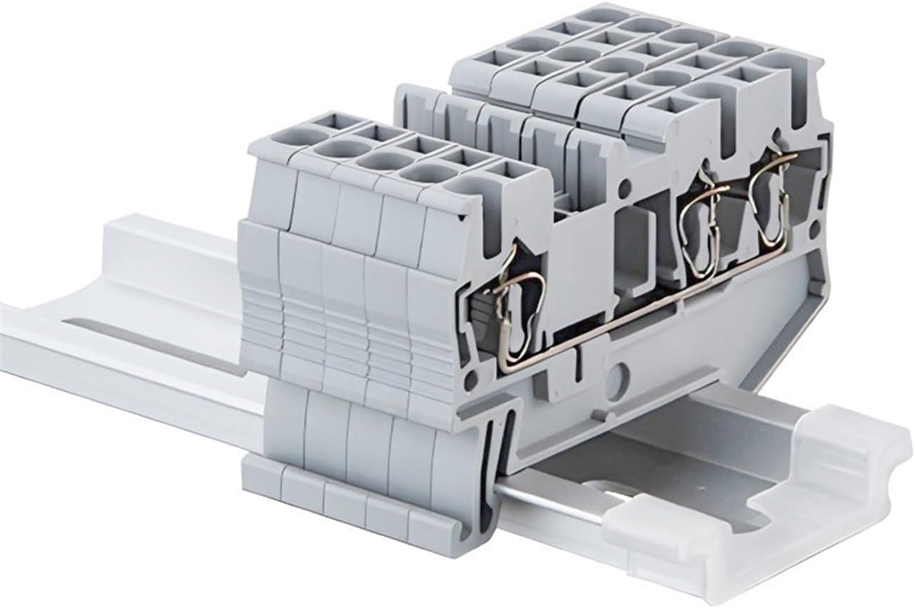 50Pcs ST-2.5-Twin Wire Conductor Electrical Wiring Pull Type 3 Conductors Din Rail Terminal Block