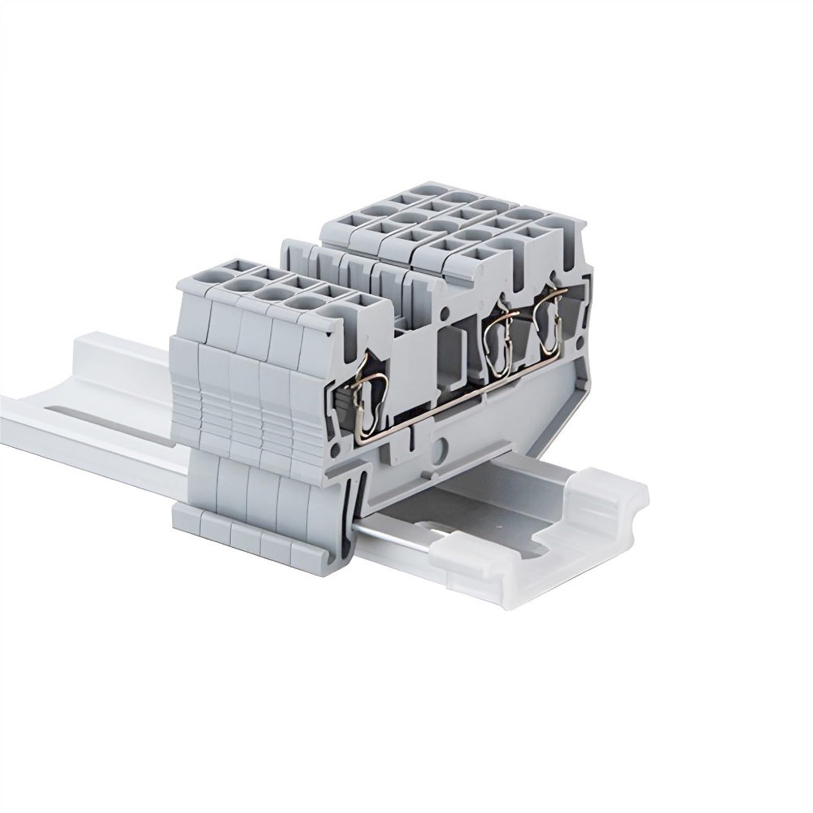 50Pcs ST-2.5-Twin Wire Conductor Electrical Wiring Pull Type 3 Conductors Din Rail Terminal Block(Orange)