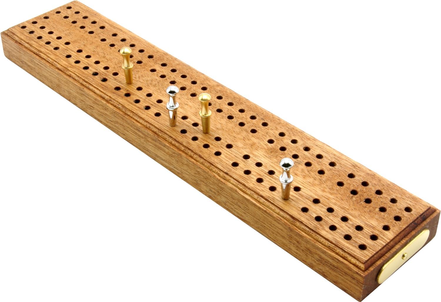 Brimtoy Hardwood cribbage board with peg storage - 24cm - supplied with 4 metal pegs and instructions - Unisex, AdultTeen - Handmade in the UK