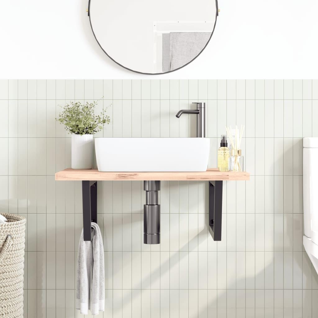 2x Waschtisch Halterung Schwarz, Trapezförmige Stahl Konsole für Waschbecken, Wandhalterung Bad & Küche, Stabile Schwerlastträger, Belastbar bis 100 kg, 25 x 60 cm