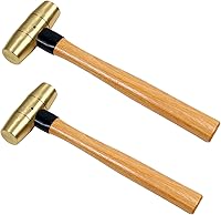 Vista 13 de WEDO Martillo de latón de 16 onzas, martillo de mazo de latón macizo con mango de madera, cabeza de doble cara, longitud de 12 pulgadas (11.811 in)