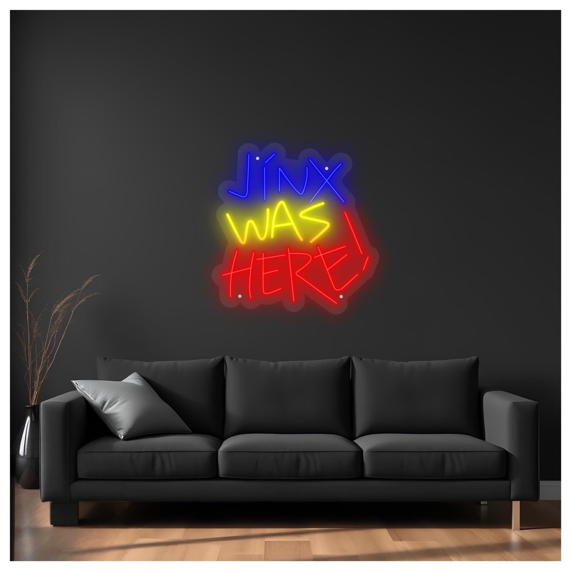 SHOUXI Sign Lamp Jinx was Here Neon Sign, Suitable for Game Room Decor with Dimmable 40cm