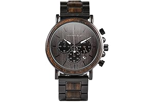 Mens Wooden Watches Luxury Stainless Steel Wood Grain Watch for Men Chronograph Quartz Watches