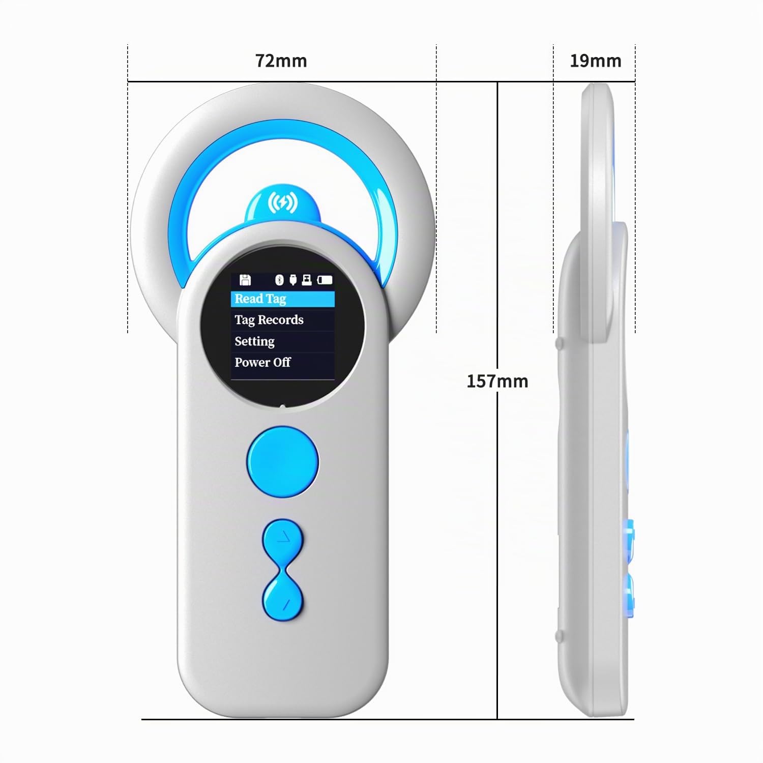 NetumScan Bluetooth Pet Microchip Scanner Reader RFID EMID, scanner portatile 3 in 1 2048 Tag Data Storage Animal Tag Scanner con schermo TFT, 1200mAh per ISO 11784/11785, FDX-B e ID64 RFID DJ-130