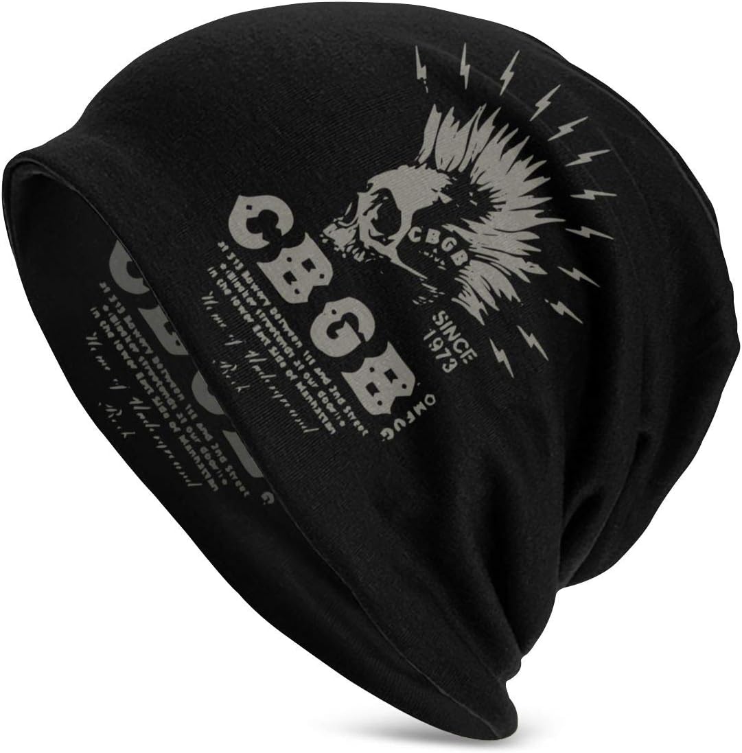 CBGB New York Rock Club , Knit Hat Beanie Hat for Adult - Warm Soft Stretch Cap Slouchy Sports Black