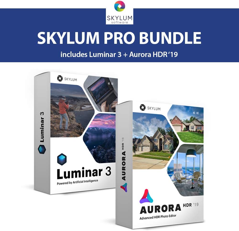 Skylum Pro Bundle - Luminar 3 and Aurora HDR 2019 AI Powered Professional Image Editing Software Bundle | For Windows or Mac | Photo Enhancing & HDR Program