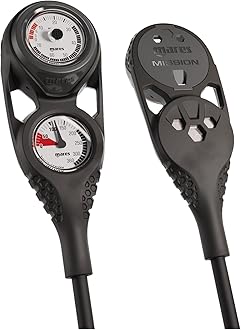 MARES Mission 2 Dual-Gauge Scuba Diving Console | Includes Pressure and Depth Gauges | Water Sports, Snorkeling, Black, in (BAR/MT)
