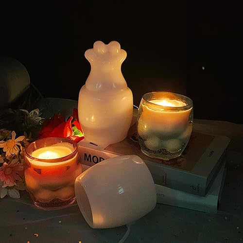 Miniatura 2 de Zayookey Moldes de resina para taza de garra de gato, portavelas, portavelas, molde de resina epoxi, molde de silicona, taza de café, molde de