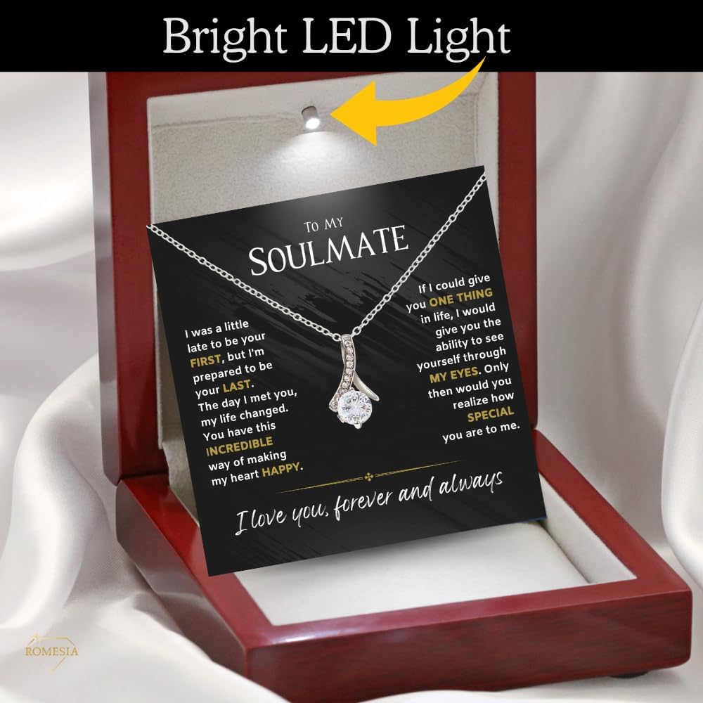 To My Soulmate Necklace For Women, Soul Mate Jewelry for Women, Future Wife Gifts, To My Wife Necklace from Husband, Gifts for Girlfriend, Pendant With Message Card - Image 2