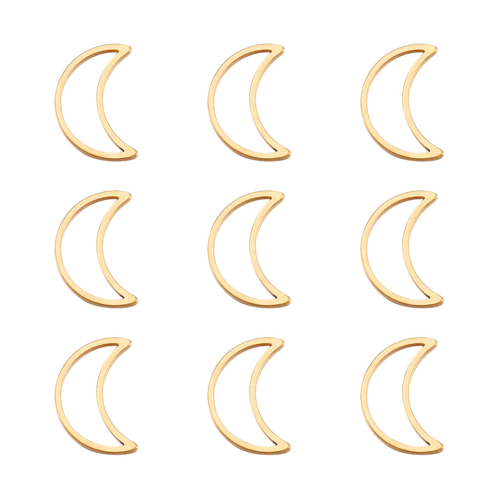 FASHEWELRY 30cs Stainless Steel Open Back Bezel Charms Golden Moon Hollow Linking Rings Blank Frame Charms Jewelry Connector Links for Dangle Beading Hoop Jewelry Making