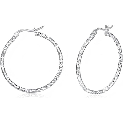 S925 Sterling Silver Minimalist Geometric Twist Circle Hoop Earrings - Durable, Hyp...