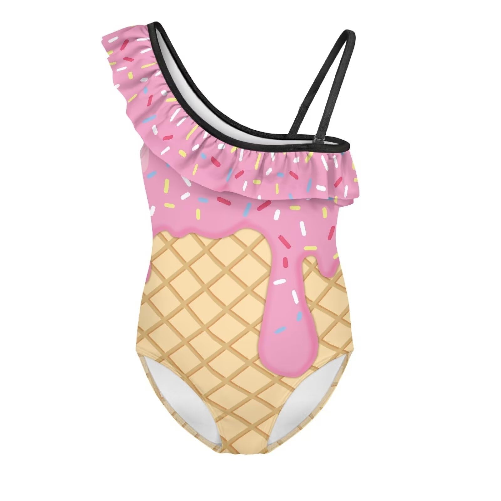 Girls One Piece Bathing Suit,Slim-Fit Ruffle Strap Swimsuit with Adjustable Strap Quick Dry Summer Beach Swim Suit