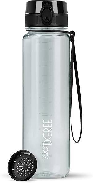 720°DGREE Trinkflasche “uberBottle“ +Sieb - 350ml, 500ml, 650ml, 1000ml, 1,5l, 2l - BPA-Frei - Wasserflasche für Sport, Schule, Kinder, Fitness, Gym, Fahrrad, Outdoor - Leichte Tritan Sportflasche